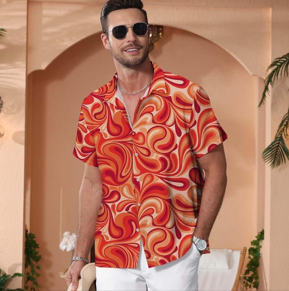 KYKU Funky Hawaiian Shirt for Men Palm Beach Shirts Tropical Vacation Clothes